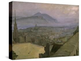 A View of Edinburgh from the Castle Looking Across the Esplanade Towards Arthur's Seat-Sir John Lavery-Stretched Canvas