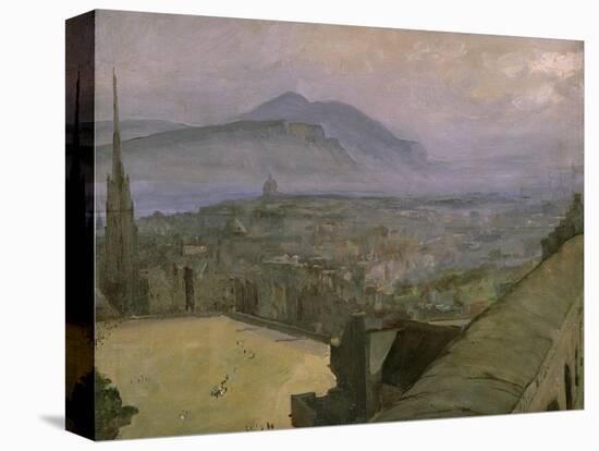 A View of Edinburgh from the Castle Looking Across the Esplanade Towards Arthur's Seat-Sir John Lavery-Stretched Canvas