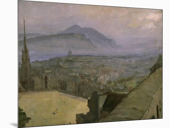 A View of Edinburgh from the Castle Looking Across the Esplanade Towards Arthur's Seat-Sir John Lavery-Mounted Giclee Print
