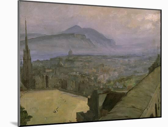 A View of Edinburgh from the Castle Looking Across the Esplanade Towards Arthur's Seat-Sir John Lavery-Mounted Giclee Print