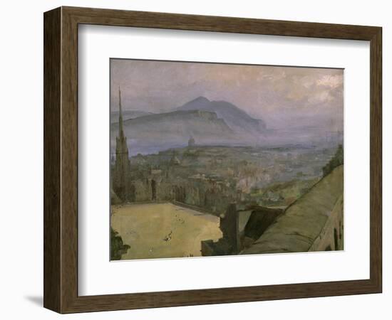 A View of Edinburgh from the Castle Looking Across the Esplanade Towards Arthur's Seat-Sir John Lavery-Framed Premium Giclee Print