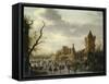 A View of Kasteel Batestein Vianen, in Winter with a Gentleman, His Wife and Retinue-Jan Van Goyen-Framed Stretched Canvas