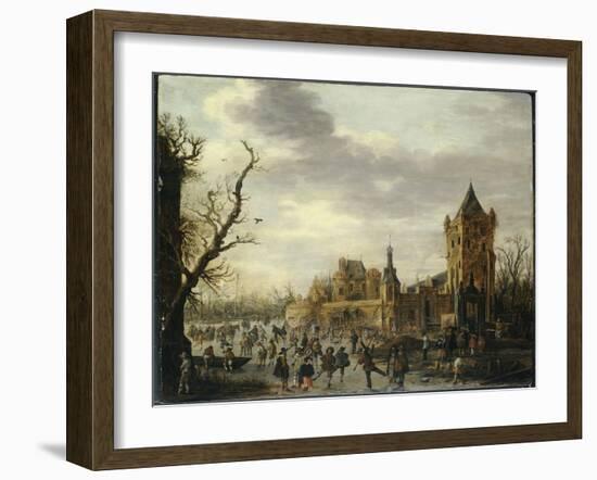 A View of Kasteel Batestein Vianen, in Winter with a Gentleman, His Wife and Retinue-Jan Van Goyen-Framed Giclee Print