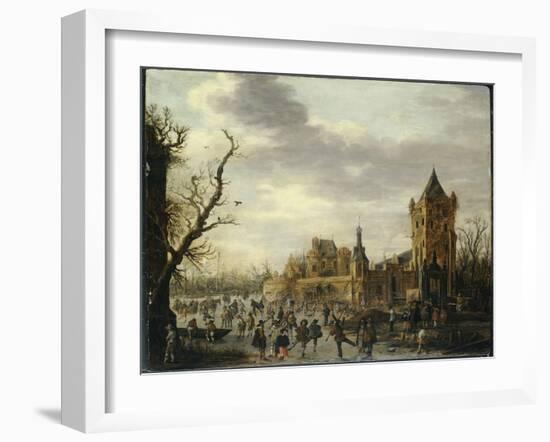 A View of Kasteel Batestein Vianen, in Winter with a Gentleman, His Wife and Retinue-Jan Van Goyen-Framed Giclee Print