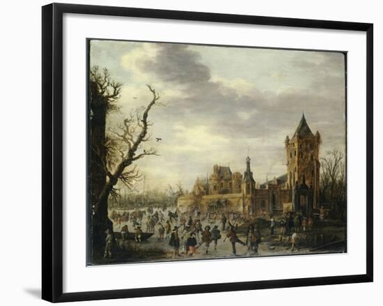 A View of Kasteel Batestein Vianen, in Winter with a Gentleman, His Wife and Retinue-Jan Van Goyen-Framed Giclee Print