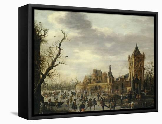 A View of Kasteel Batestein Vianen, in Winter-Jan Van Goyen-Framed Stretched Canvas