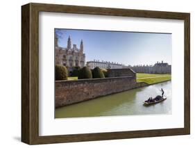 A View of Kings College from the Backs with Punting in the Foreground, Cambridge, Cambridgeshire-Charlie Harding-Framed Photographic Print