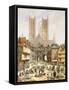 A View of Lincoln Cathedral, England-Louise J. Rayner-Framed Stretched Canvas