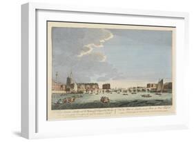 A View of London Bridge with the Ruins of the Temporary Bridge after the Fire of 11th April 1758-English School-Framed Giclee Print