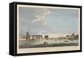 A View of London Bridge with the Ruins of the Temporary Bridge after the Fire of 11th April 1758-English School-Framed Stretched Canvas