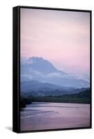 A View of Mount Kinabalu over Menkabong River-James Morgan-Framed Stretched Canvas