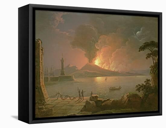 A View of Mount Vesuvius Erupting-Abraham Pether-Framed Stretched Canvas