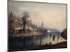 A View of Newcastle from the River Tyne-English School-Mounted Giclee Print