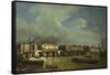 A View of Old London Bridge with Barges on the Thames-Samuel Scott-Framed Stretched Canvas