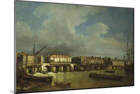 A View of Old London Bridge with Barges on the Thames-Samuel Scott-Mounted Giclee Print