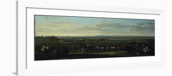 A View of Old Newmarket with Figures and Horses on the Heath-John Wootton-Framed Giclee Print