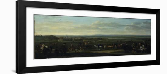 A View of Old Newmarket with Figures and Horses on the Heath-John Wootton-Framed Giclee Print