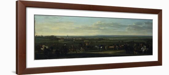 A View of Old Newmarket with Figures and Horses on the Heath-John Wootton-Framed Giclee Print