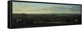 A View of Old Newmarket with Figures and Horses on the Heath-John Wootton-Framed Stretched Canvas
