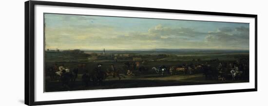 A View of Old Newmarket with Figures and Horses on the Heath-John Wootton-Framed Giclee Print