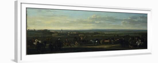 A View of Old Newmarket with Figures and Horses on the Heath-John Wootton-Framed Giclee Print