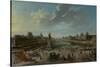 A View of Paris from the Pont Neuf, 1763-Nicolas Jean Baptiste Raguenet-Stretched Canvas