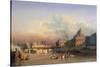 A View of Paris from the Seine-Louis Nicolas Matout-Stretched Canvas