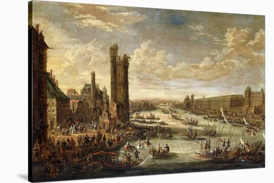 A View of Paris looking toward the Louvre and the Tour de Nesle. 1671-77-Peeter Bout-Stretched Canvas