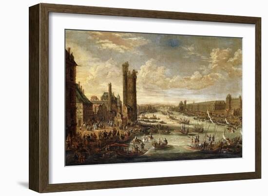 A View of Paris looking toward the Louvre and the Tour de Nesle. 1671-77-Peeter Bout-Framed Giclee Print