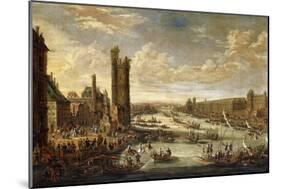 A View of Paris looking toward the Louvre and the Tour de Nesle. 1671-77-Peeter Bout-Mounted Giclee Print