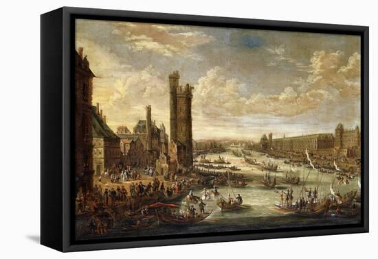 A View of Paris looking toward the Louvre and the Tour de Nesle. 1671-77-Peeter Bout-Framed Stretched Canvas