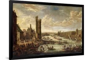 A View of Paris looking toward the Louvre and the Tour de Nesle. 1671-77-Peeter Bout-Framed Giclee Print