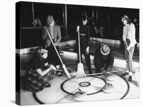 A View of People Playing a New Game Called Curling-George Strock-Stretched Canvas