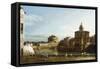 A View of Rome along the Tiber, with the Church of San Giovanni dei Fiorentini beyond-Bernardo Bellotto-Framed Stretched Canvas