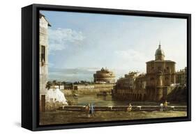 A View of Rome Along the Tiber, with the Church of San Giovanni Dei Fiorentini Beyond-Bernardo Bellotto-Framed Stretched Canvas