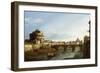 A View of Rome looking West, with Boats along the Tiber and the Castel Saint'Angelo in the distance-Bernardo Bellotto-Framed Giclee Print