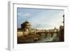 A View of Rome looking West, with Boats along the Tiber and the Castel Saint'Angelo in the distance-Bernardo Bellotto-Framed Giclee Print