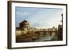 A View of Rome looking West, with Boats along the Tiber and the Castel Saint'Angelo in the distance-Bernardo Bellotto-Framed Giclee Print