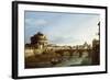 A View of Rome looking West, with Boats along the Tiber and the Castel Saint'Angelo in the distance-Bernardo Bellotto-Framed Giclee Print