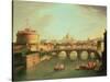 A View of Rome with the Bridge and Castel St. Angelo by the Tiber-Vanvitelli (Gaspar van Wittel)-Stretched Canvas
