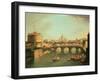 A View of Rome with the Bridge and Castel St. Angelo by the Tiber-Vanvitelli (Gaspar van Wittel)-Framed Giclee Print
