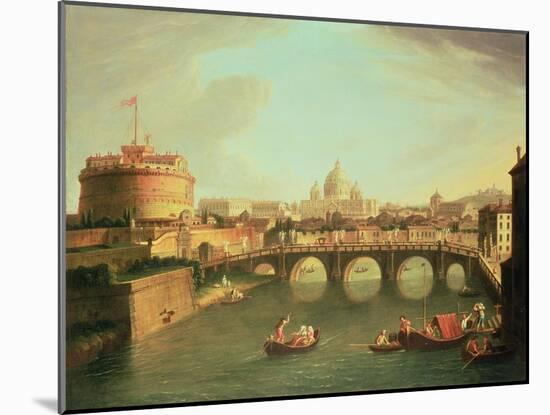 A View of Rome with the Bridge and Castel St. Angelo by the Tiber-Vanvitelli (Gaspar van Wittel)-Mounted Giclee Print