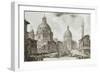 A View of Rome with the Two Churches of Santa Maria Di Loreto and the Church of Our Lady-Giovanni Battista Piranesi-Framed Giclee Print