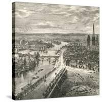 A View of Rouen, Normandy, in the Nineteenth Century, from 'French Pictures' by Rev. Samuel G.…-null-Stretched Canvas