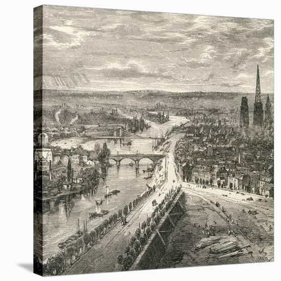 A View of Rouen, Normandy, in the Nineteenth Century, from 'French Pictures' by Rev. Samuel G.…-null-Stretched Canvas