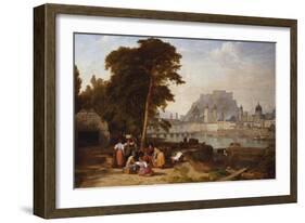 A View of Salzburg with Washerwomen in the Foreground-Philip Hutchings Rogers-Framed Giclee Print