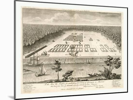 A View of Savannah, Georgia, as it Stood the 29th of March, 1734. Lithograph, USA, America-null-Mounted Premium Giclee Print