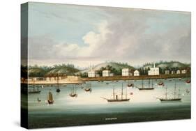 A View of Singapore from the Roads with American, French and British Shipping, C.1850-Chinese School-Stretched Canvas