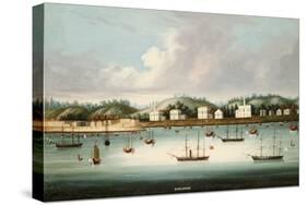A View of Singapore from the Roads with the American, French and British Shipping-null-Stretched Canvas
