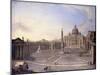 A View of St. Peter's, Rome with Bernini's Colonnade and a Procession in Carriages-Antonio Joli-Mounted Giclee Print